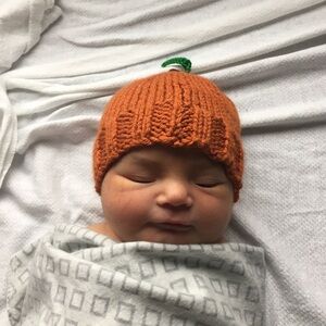 Hand Knit Baby Pumpkin Beanie